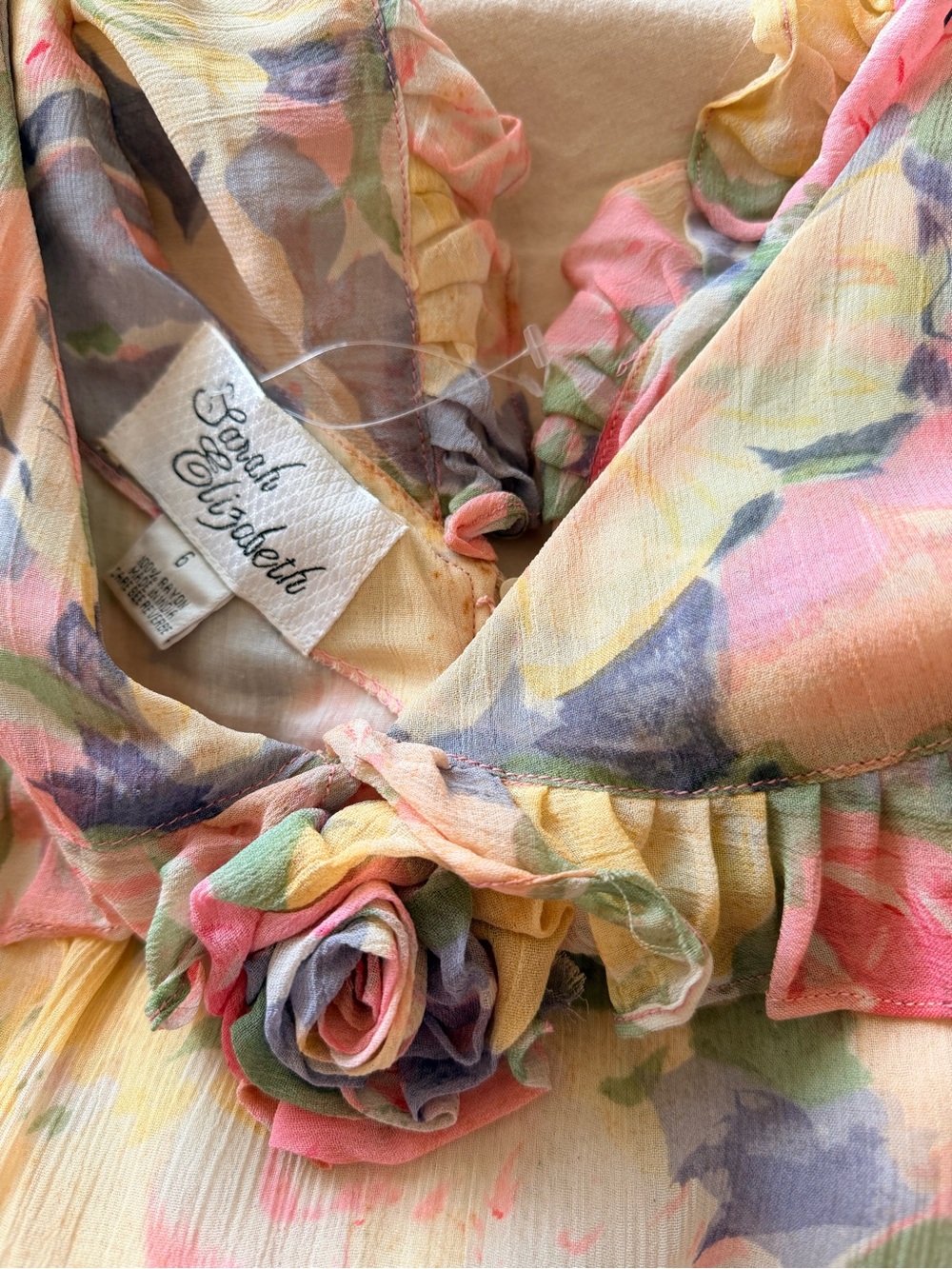 Sarah Elizabeth Pastel Floral Midi Dress in Pink, Lavender and Cream - Picture 4 of 7